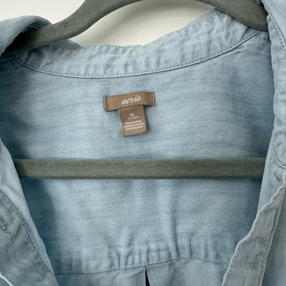 Aerie Blue Jean Light Blue Button-Up Shirt - Picture 4 of 4